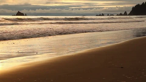 Sunset at Rialto Beach Olympic National Park in Clallam County Seattle Washin Stock Footage 80791406