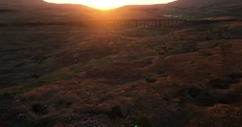 Sunset at Ribblehead viaduct Stock Footage 297236763