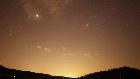 Sunset in Rich Valley, featuring the Orion Constellation and the Sirius Stock Footage 153226961