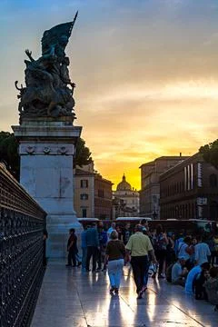 Sunset right under the  Altare della Patria in Rome. Foto stock