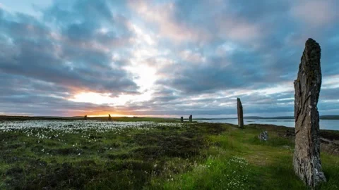 Sunset at the Ring of Brodgar in Stenness Orkney 4K Time Lapse Stock-Footage 253194513