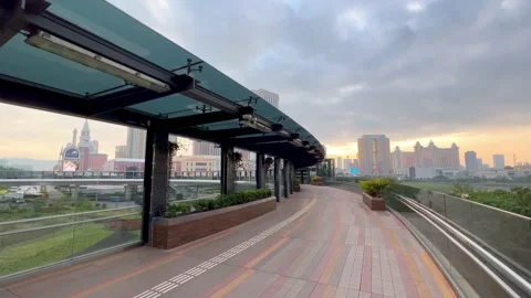 Sunset ring overpass,casino,Taipa, Macau Stock Footage 167753476
