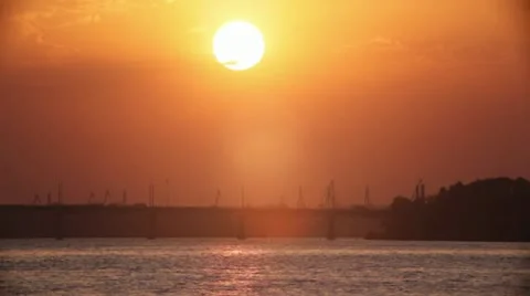 Sunset on the river (2 phases) Stock Footage 12394558