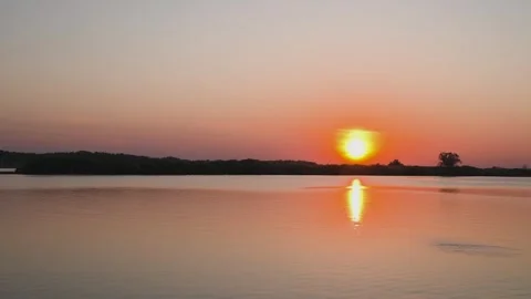 Sunset on the river, beautiful landscape Stock Footage 329092473