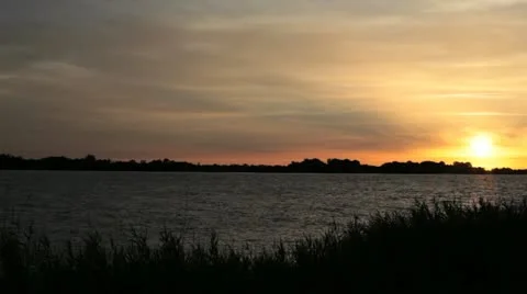 Sunset on the river - Bec d'Ambes 01 Stock Footage 11679590
