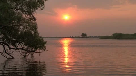 Sunset at River Botswana Chobe Parc 库存影片 10871092