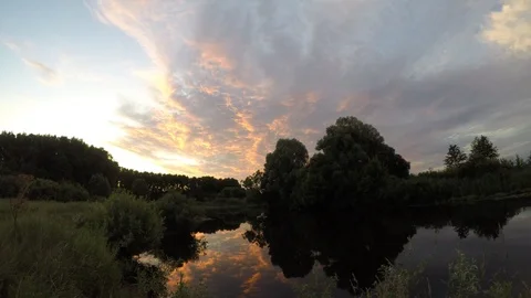 Sunset on the river Dreams, timelapse Stock Footage 109444850