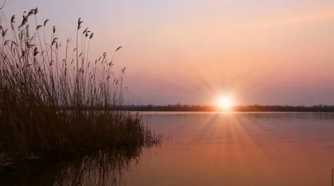 Sunset on the river 库存影片 4280436