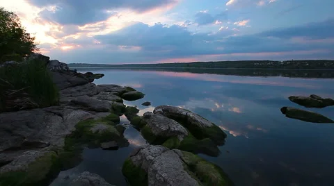 Sunset on the river Stock Footage 6722243
