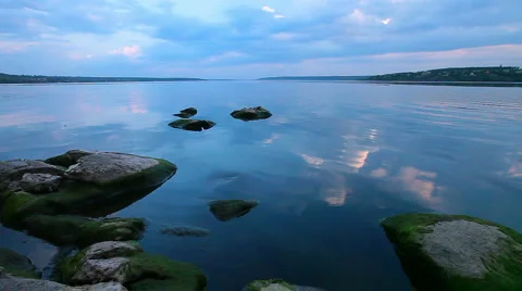 Sunset on the river Stock Footage 6729266