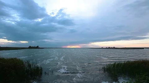 Sunset on the river Stock Footage 8648832