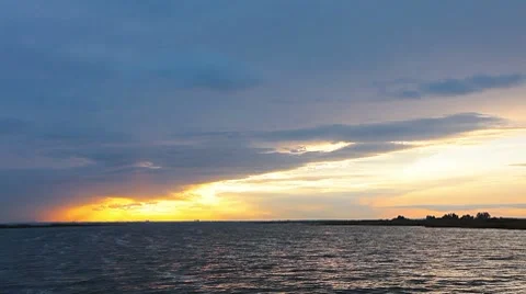 Sunset on the river Stock Footage 8648878