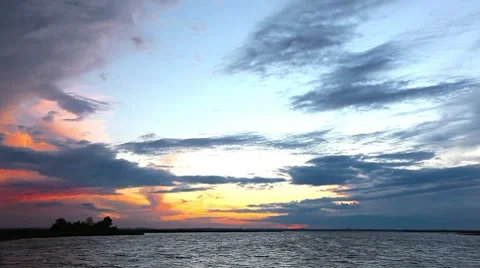 Sunset on the river Stock Footage 8648992