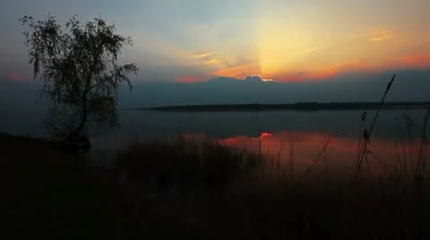 Sunset on the river Stock Footage 8931725