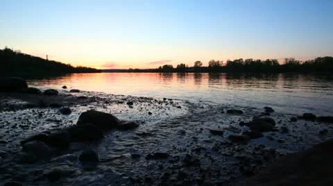Sunset on River Stock Footage 10804176