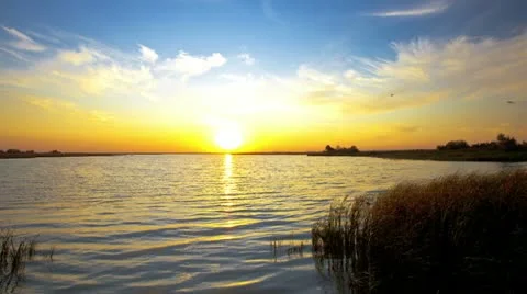 Sunset on the river Stock Footage 10912330