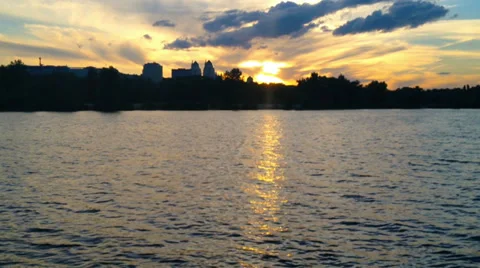 Sunset on the river Stock Footage 39535190