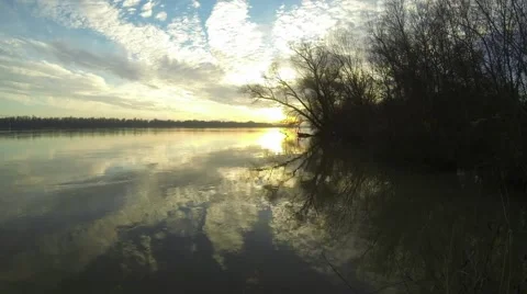Sunset on the river. Video stock 45469295