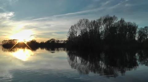 Sunset on the river Stock Footage 45882637