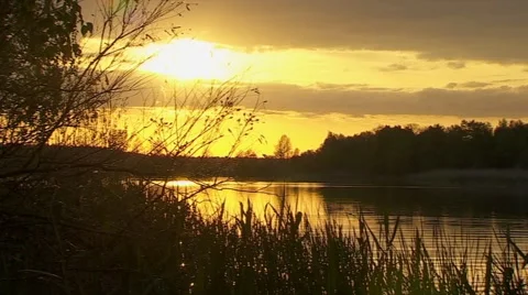 Sunset On The River Stock Footage 55490402
