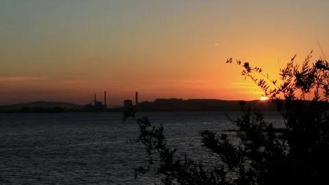 Sunset on the River Stock Footage 70024364