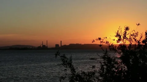 Sunset on the River Stock Footage 70024437