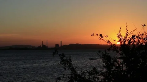 Sunset on the River Stock Footage 70024549