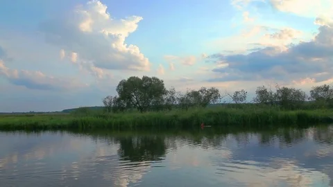 Sunset on the river Stock Footage 70805504