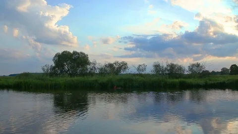 Sunset on the river Stock Footage 70860891