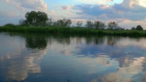 Sunset on the river Stock Footage 71006311