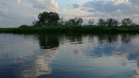 Sunset on the river Stock Footage 71121375