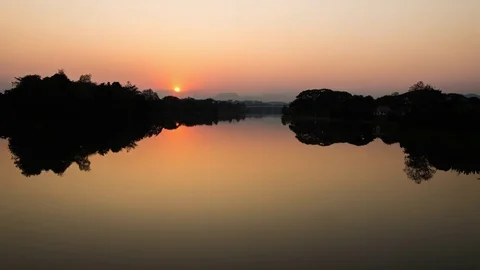 Sunset at the river Stock Footage 74140170