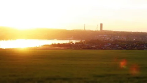 Sunset by the river Stock Footage 75228494