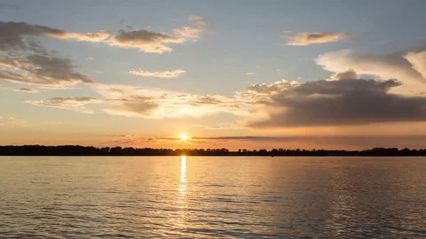 Sunset on the river Stock Footage