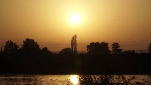 Sunset on river Video stock 82480738