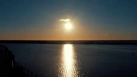 Sunset on the river Stock Footage 86689457