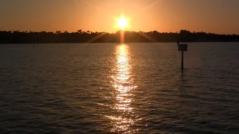 Sunset on river Stock Footage 88705978