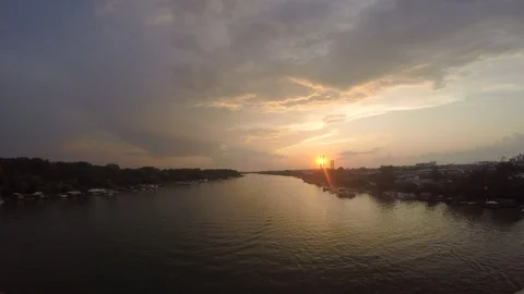 Sunset at river Stock Footage 93971849