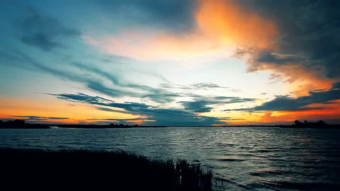 Sunset on the river Video stock 105298464