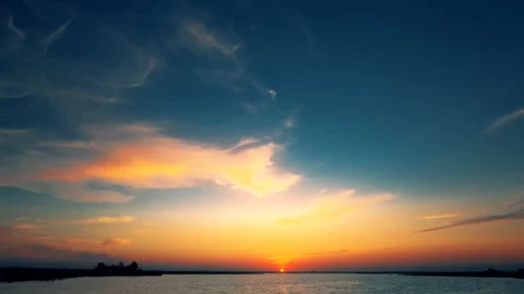 Sunset on the river Stock Footage 106829955