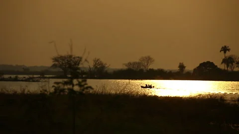 SUNSET IN THE RIVER Stock Footage 111849594