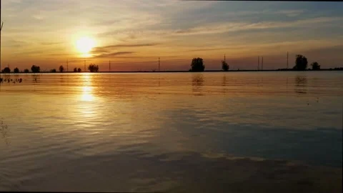Sunset by the river Stock Footage 132291380