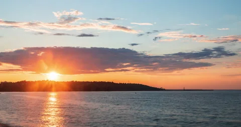 Sunset on the River Stock Footage 135738497
