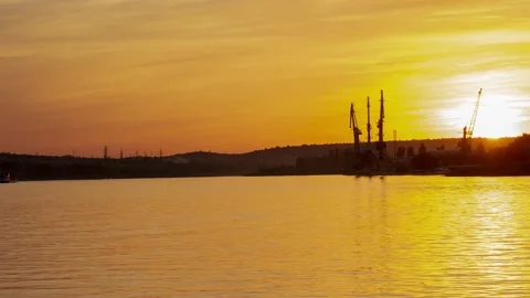 Sunset on the river Stock Footage 136323504