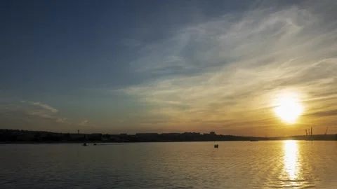 Sunset on the river Stock Footage 136323515