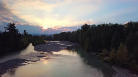 Sunset on river Stock Footage
