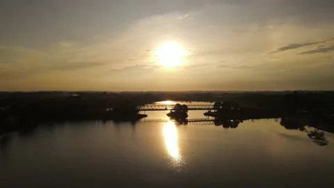 Sunset on the river 스톡 동영상 170555933