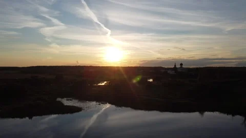 Sunset in the river Stock Footage 205443742