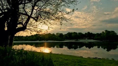 Sunset on the river Stock Footage 217412384