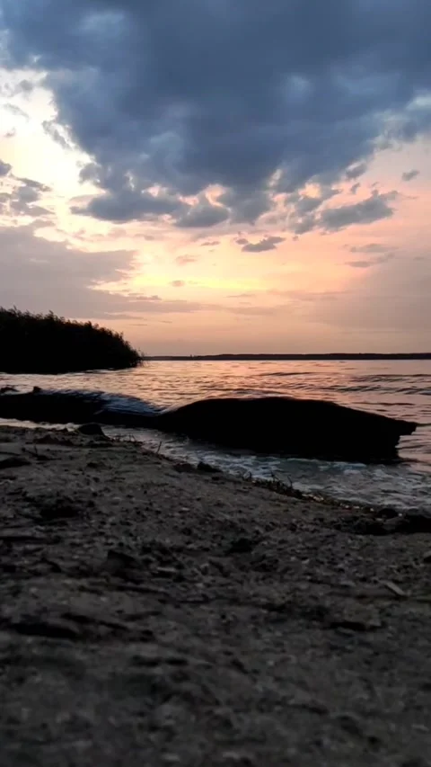 Sunset at the river Stockbeeldmateriaal 224506837